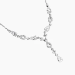 Collier Cravate Argent Blanc Benedito Oxydes De Zirconium