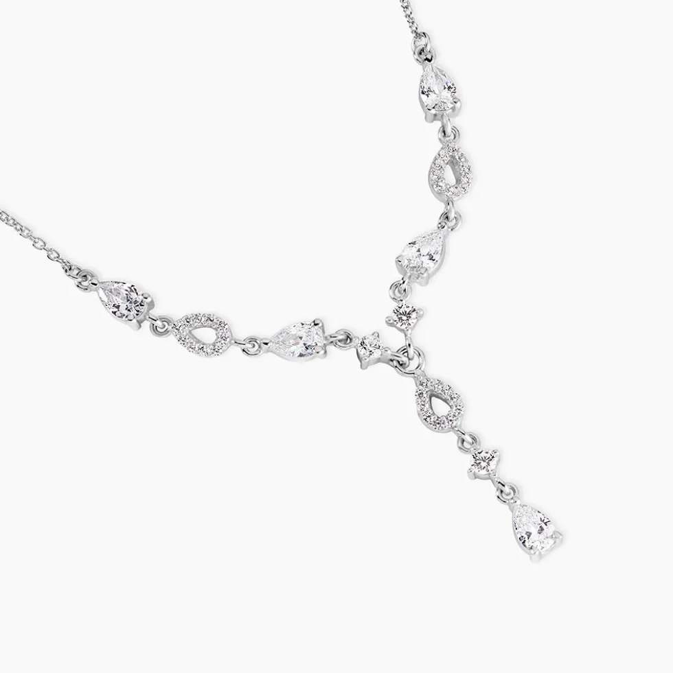 Collier Cravate Argent Blanc Benedito Oxydes De Zirconium