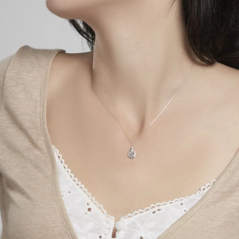 Collier Daen Or Blanc Topaze Oxyde