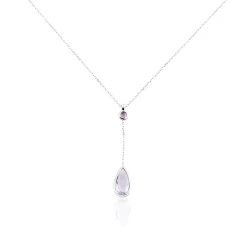 Collier Dennis Or Blanc Amethyste