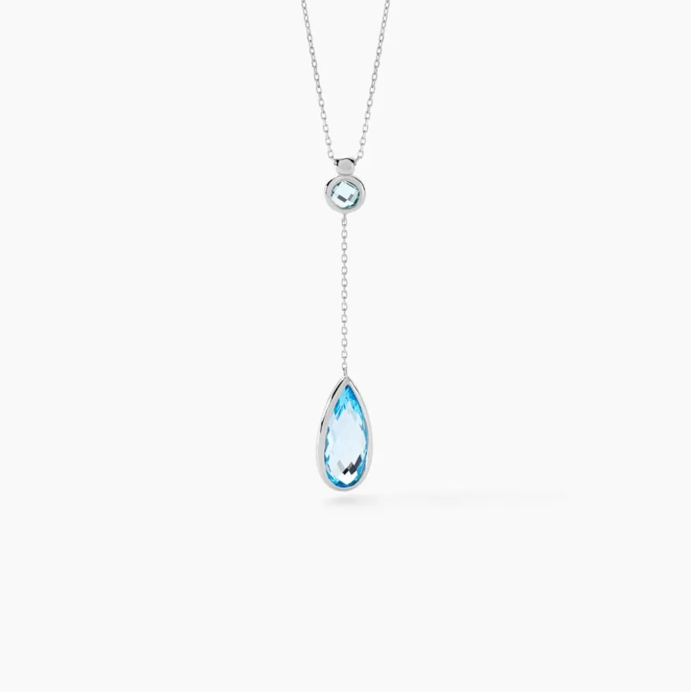 Collier Dennis Or Blanc Topaze