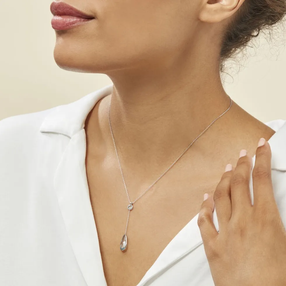 Collier Dennis Or Blanc Topaze