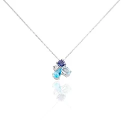 Collier Doryne Or Blanc Topaze Et Oxyde De Zirconium