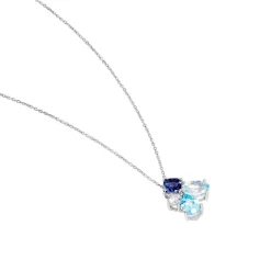 Collier Doryne Or Blanc Topaze Et Oxyde De Zirconium