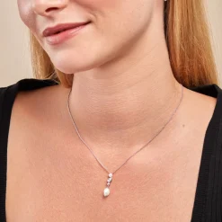 Collier Dua Argent Blanc Perle De Culture Oxyde De Zirconium