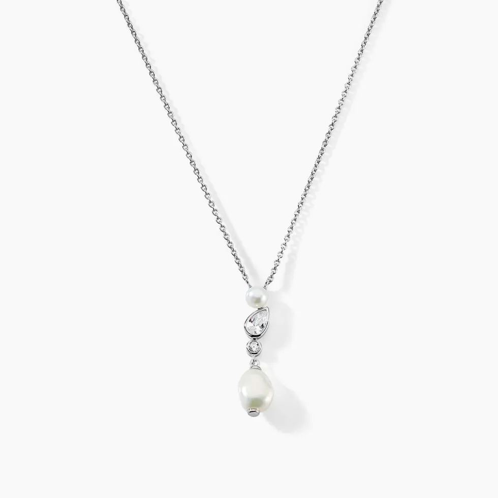 Collier Dua Argent Blanc Perle De Culture Oxyde De Zirconium