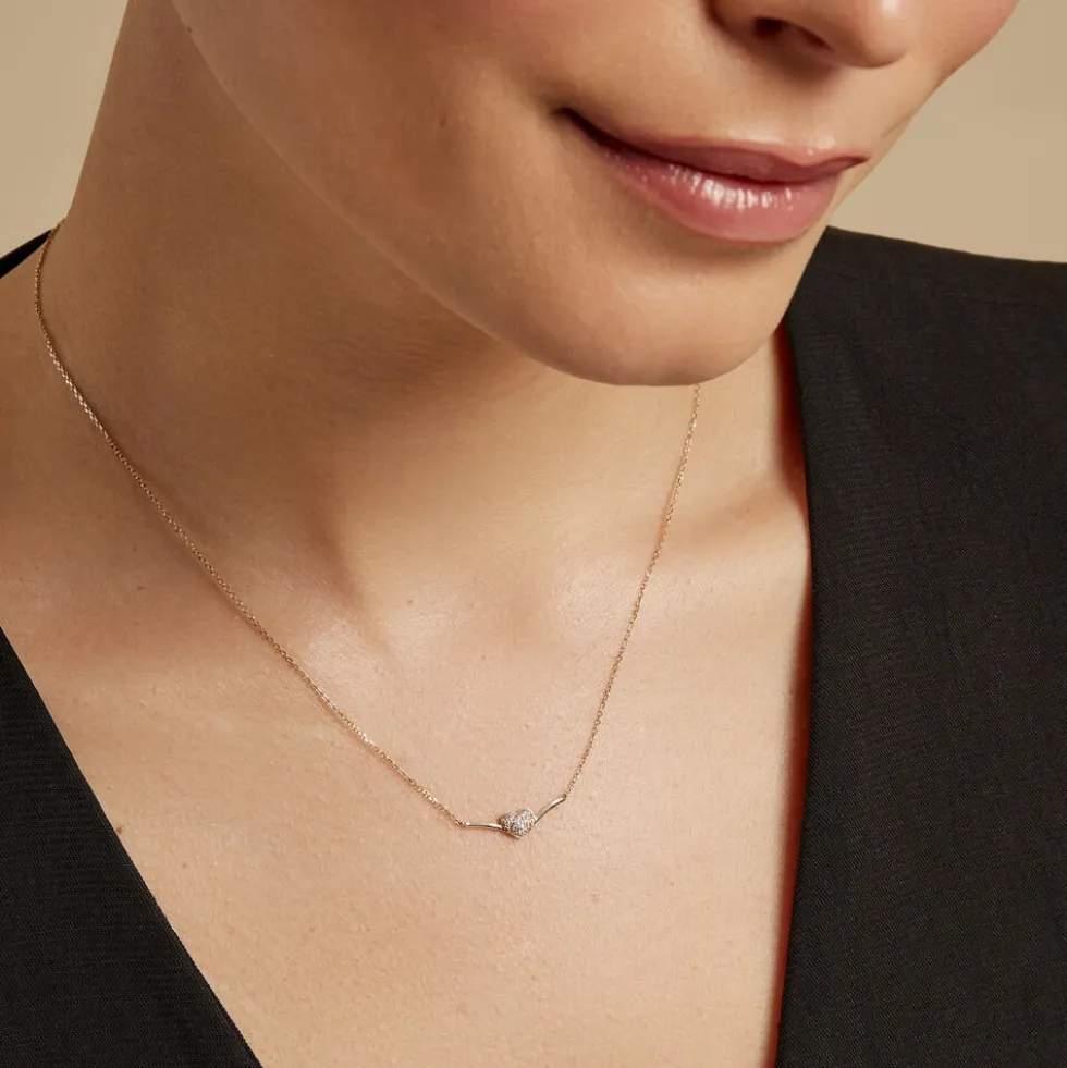 Collier Eclat D'amour Or Jaune Oxyde De Zirconium