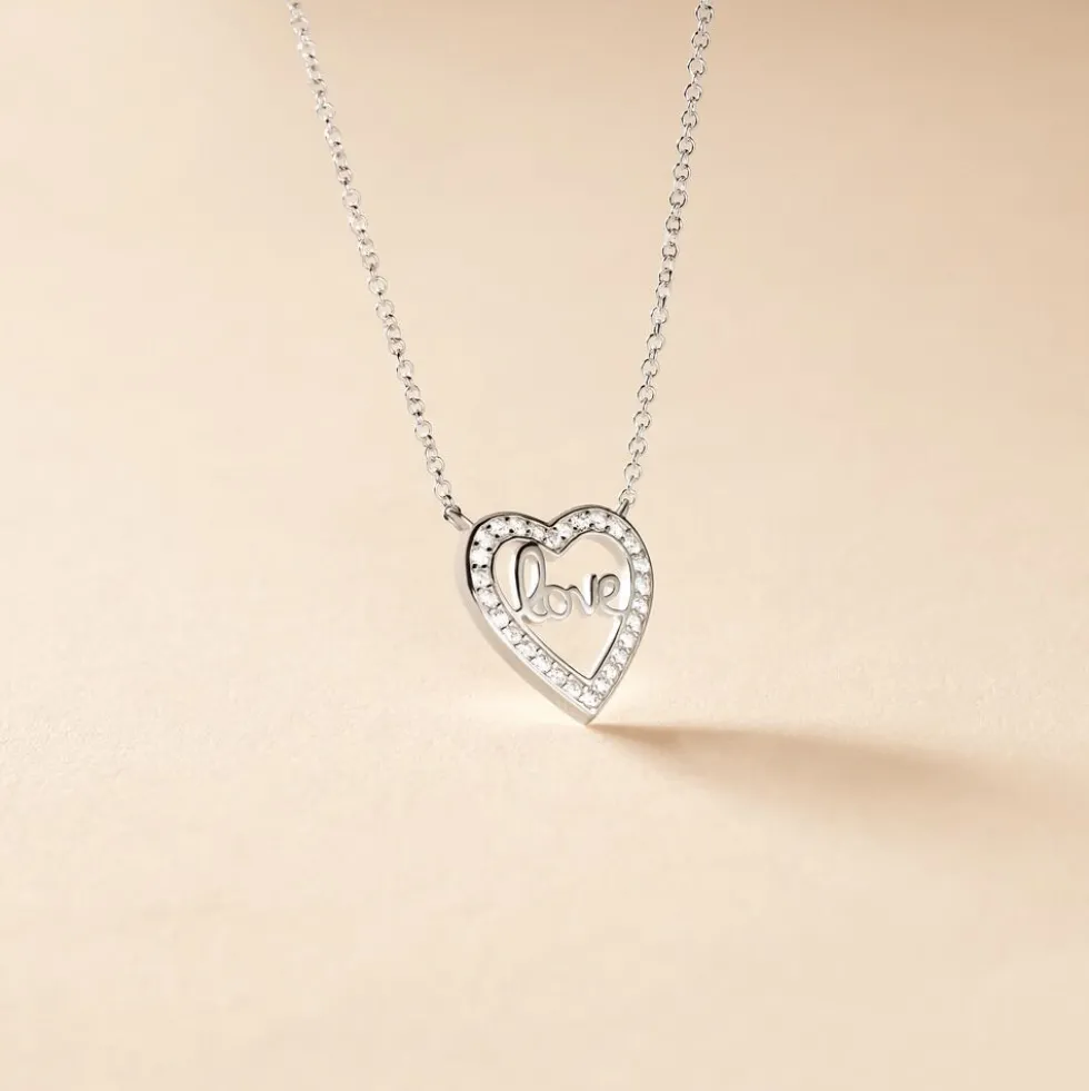 Collier Elansa Argent Blanc Oxyde De Zirconium