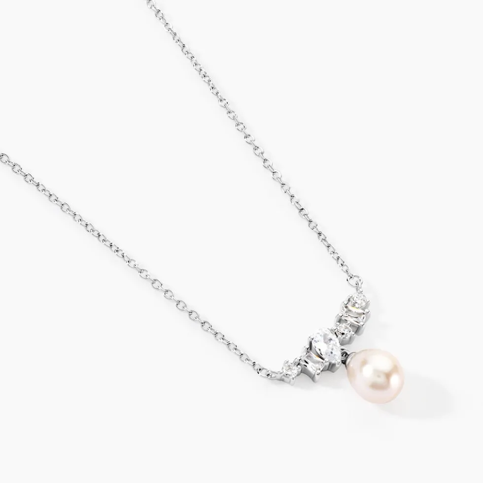 Collier Elea Argent Blanc Perle De Culture Oxyde De Zirconium