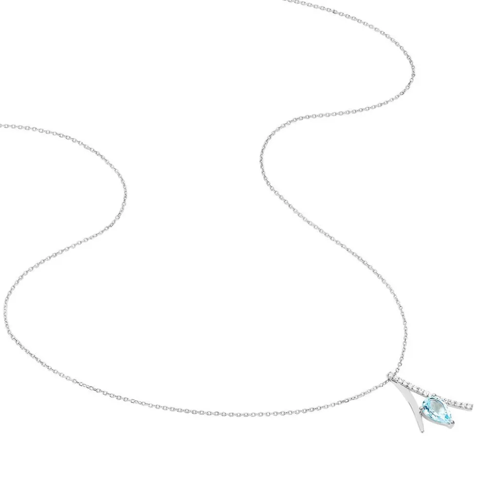 Collier Electa Or Blanc Topaze Et Oxyde De Zirconium