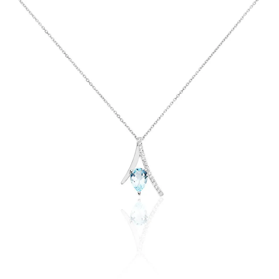 Collier Electa Or Blanc Topaze Et Oxyde De Zirconium