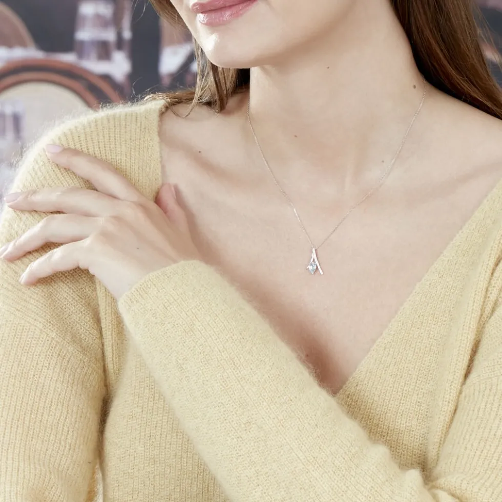 Collier Electa Or Blanc Topaze Et Oxyde De Zirconium