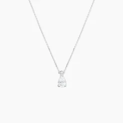 Collier Enis Or Blanc Oxyde De Zirconium Et Olivine