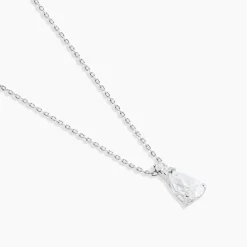 Collier Enis Or Blanc Oxyde De Zirconium Et Olivine