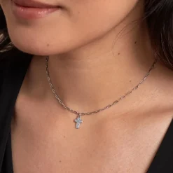 Collier Etincelante Argent Blanc