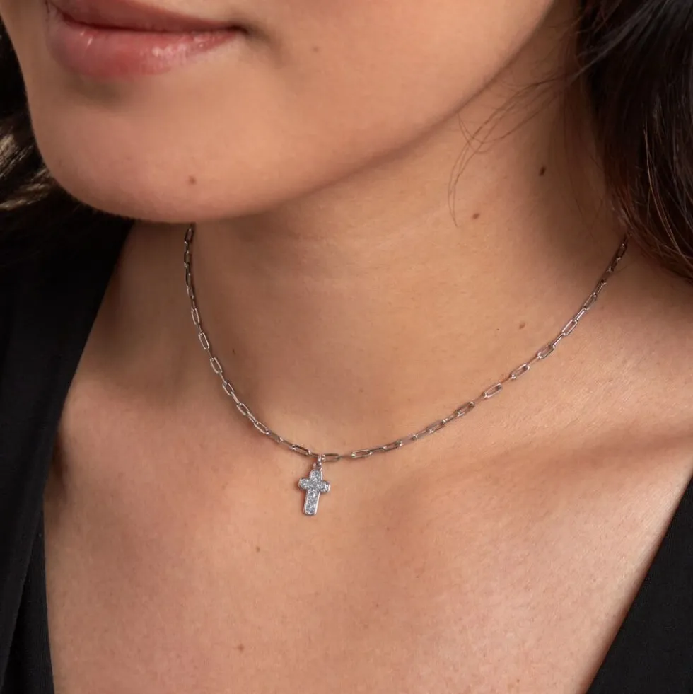 Collier Etincelante Argent Blanc