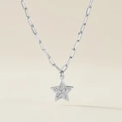 Collier Etincelante Argent Blanc