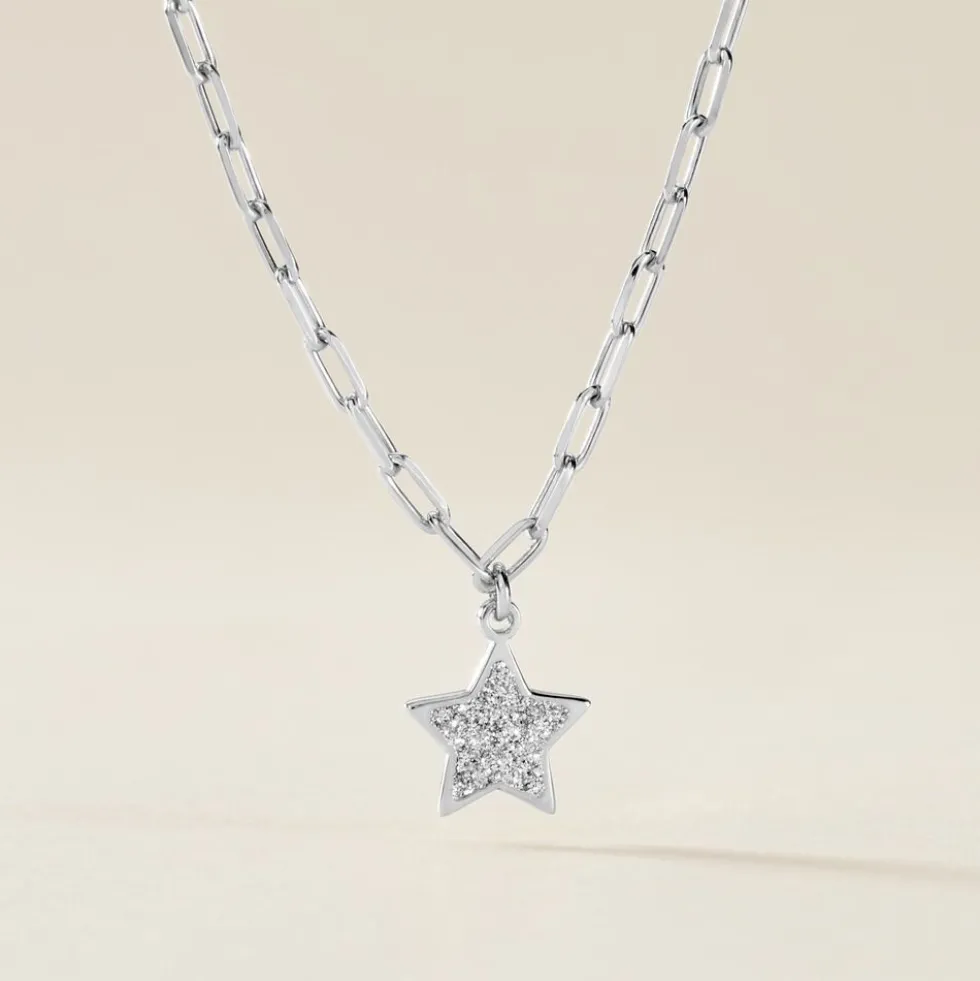 Collier Etincelante Argent Blanc