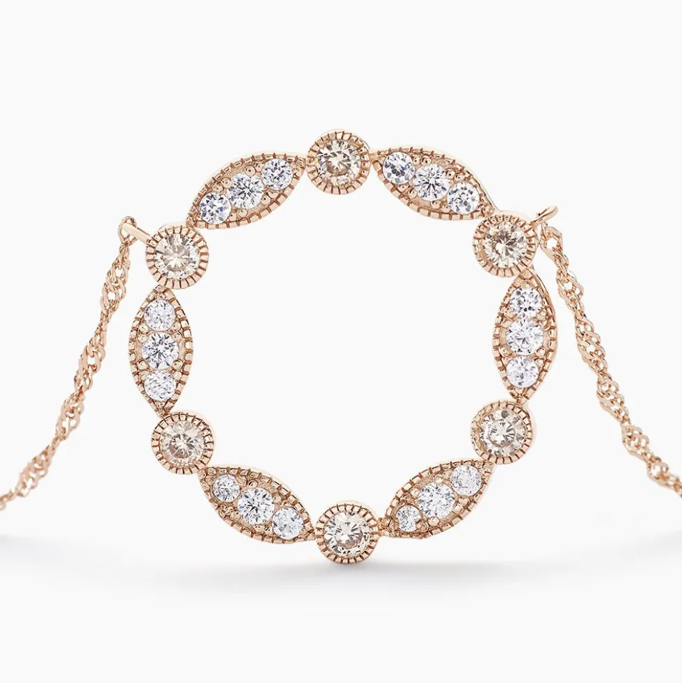 Collier Eugenie Argent Rose Oxyde De Zirconium
