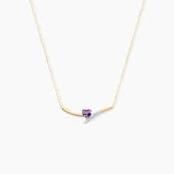 Collier Eva Or Jaune Amethyste Et Oxyde De Zirconium