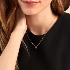 Collier Evasion Argent Blanc Pierre De Synthese Oxyde De Zirconium