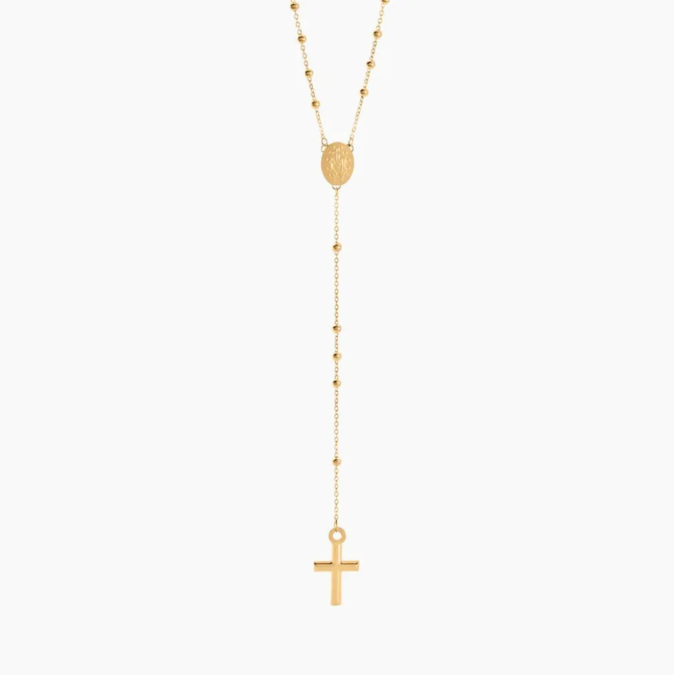 Collier Evelina Croix Maille Boule Or Jaune