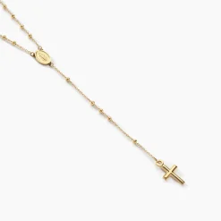Collier Evelina Croix Maille Boule Or Jaune