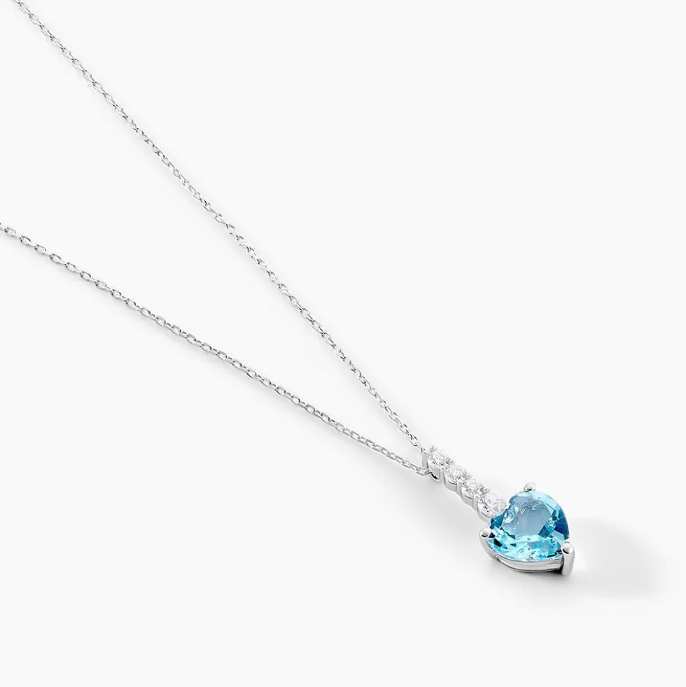 Collier Fany Or Blanc Topaze Et Oxyde De Zirconium