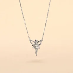 Collier Fee Or Blanc Diamant