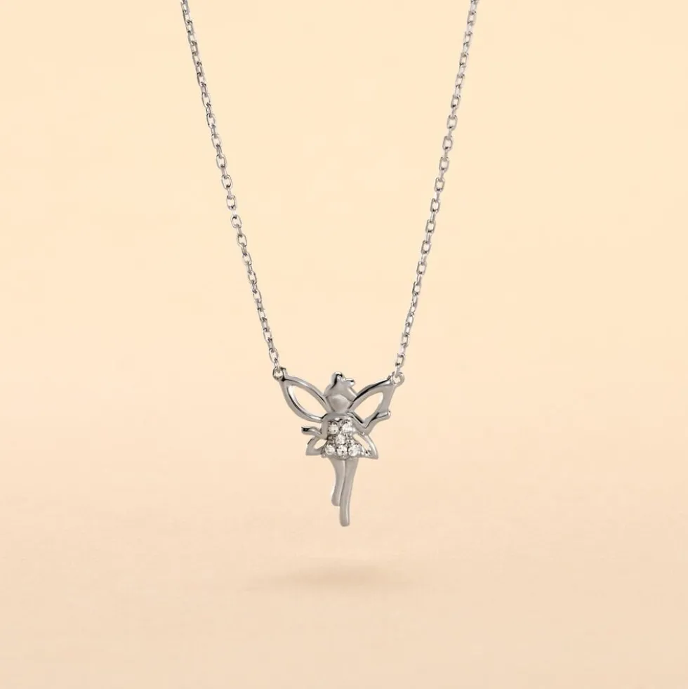 Collier Fee Or Blanc Diamant