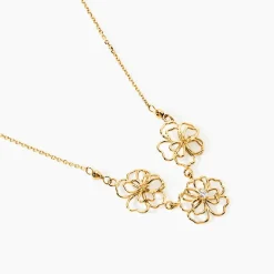 Collier Floraison Dorée Or Jaune Oxyde De Zirconium