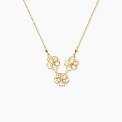 Collier Floraison Dorée Or Jaune Oxyde De Zirconium