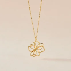 Collier Floraison Dorée Or Jaune Oxyde De Zirconium
