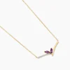 Collier Florelys Or Jaune Améthyste Oxyde De Zirconium