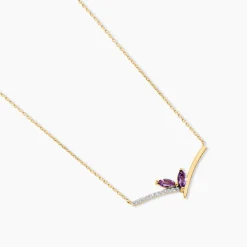 Collier Florelys Or Jaune Améthyste Oxyde De Zirconium