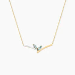 Collier Florelys Or Jaune Topaze Oxyde De Zirconium