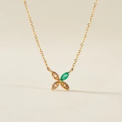 Collier Flower Power Or Jaune Emeraude Diamant
