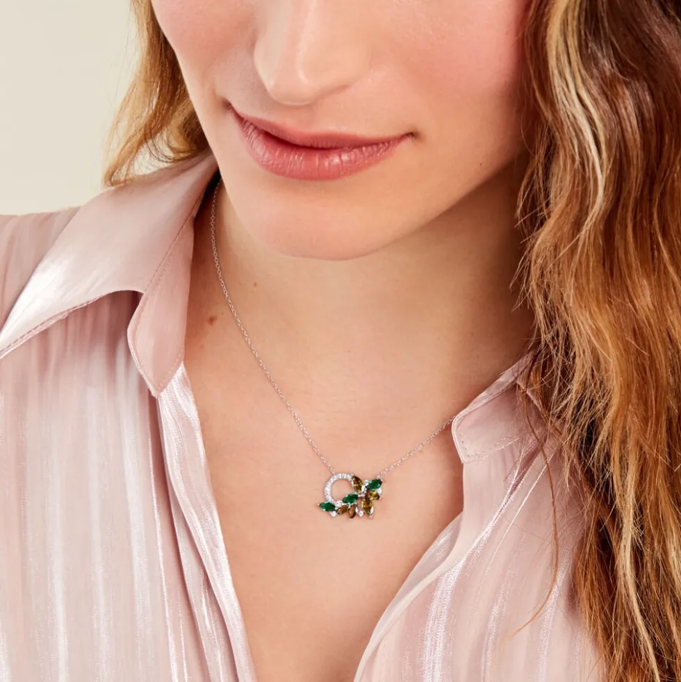 Collier Gardenia Crown Argent Blanc Oxyde De Zirconium