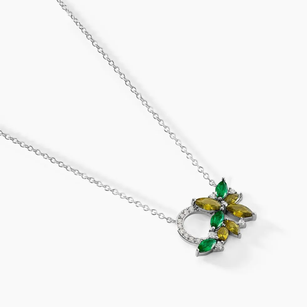 Collier Gardenia Crown Argent Blanc Oxyde De Zirconium