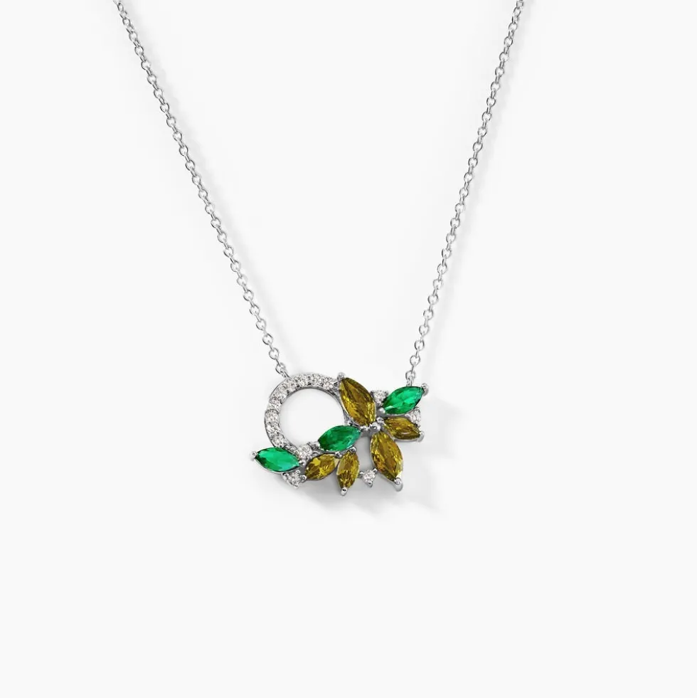 Collier Gardenia Crown Argent Blanc Oxyde De Zirconium