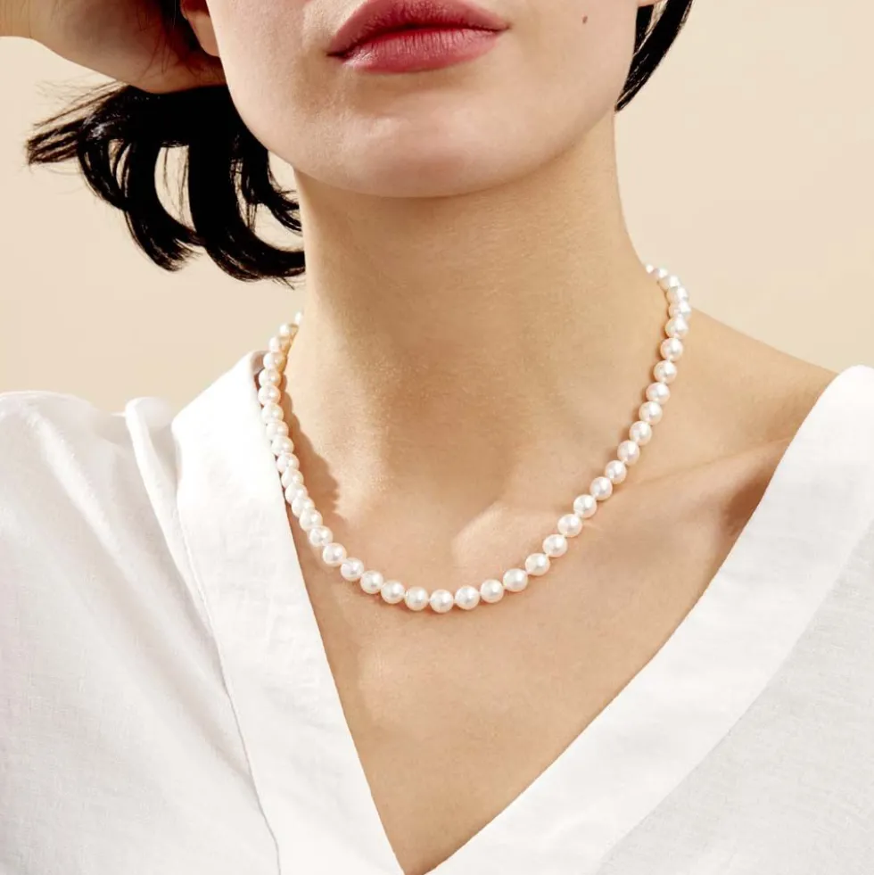 Collier Ghisele Or Jaune Perle De Culture D'akoya