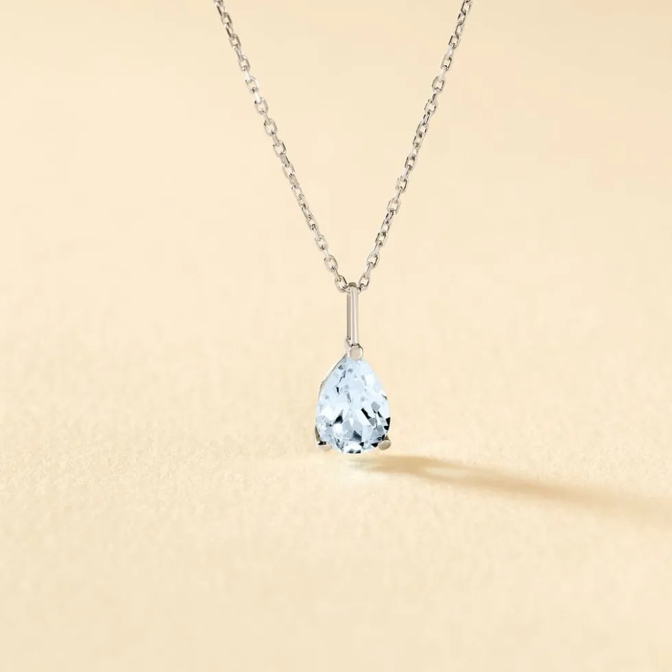 Collier Goutte Or Blanc Topaze