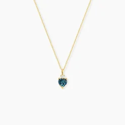 Collier Heart Or Jaune Topaze Oxyde De Zirconium
