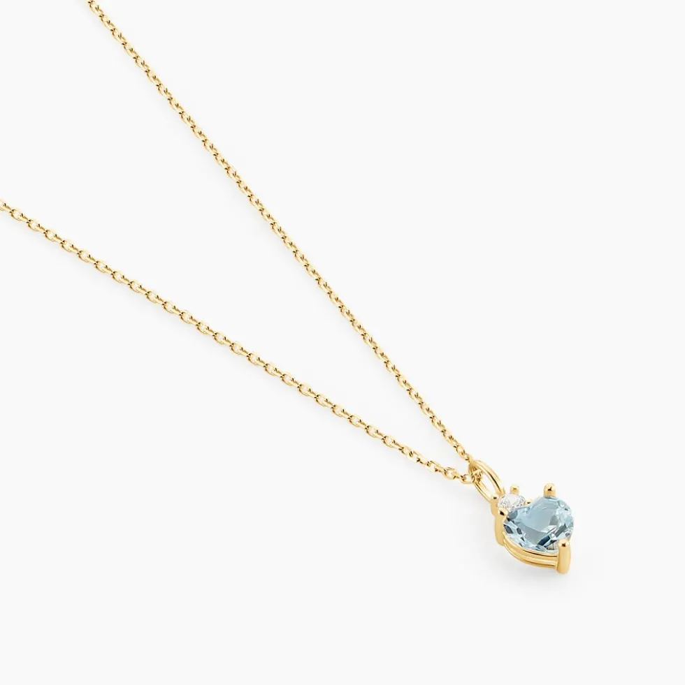 Collier Heart Or Jaune Topaze Oxyde De Zirconium