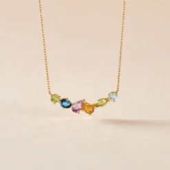 Collier Hortense Or Jaune Topaze Péridot Améthyste