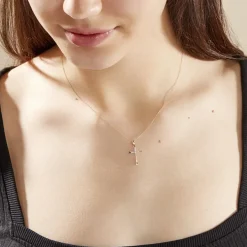 Collier Jamil Croix Or Jaune Diamant