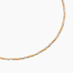 Collier Jasmin Tresse Or Tricolore