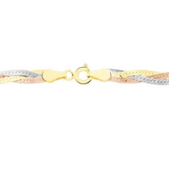 Collier Jasmin Tresse Or Tricolore
