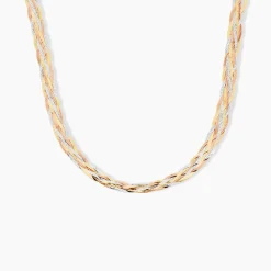 Collier Jasmin Tresse Or Tricolore