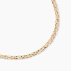 Collier Jasmin Tresse Or Tricolore